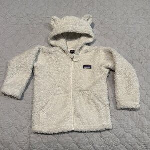Patagonia Baby Furry Friends Fleece Hoody with ears 3T birch white EUC